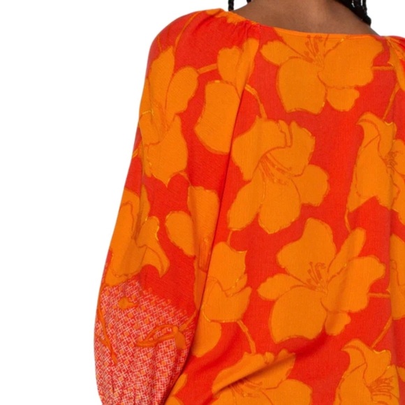 NWT Liverpool Los Angeles Floral Ombre Puff
Sleeve Woven Top Medium Orange - Picture 4 of 8